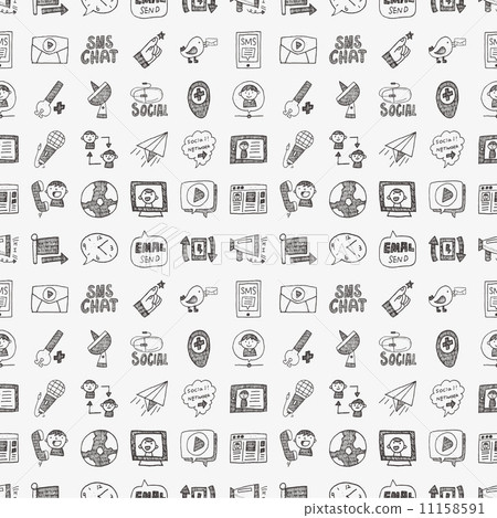 seamless doodle communication pattern 11158591