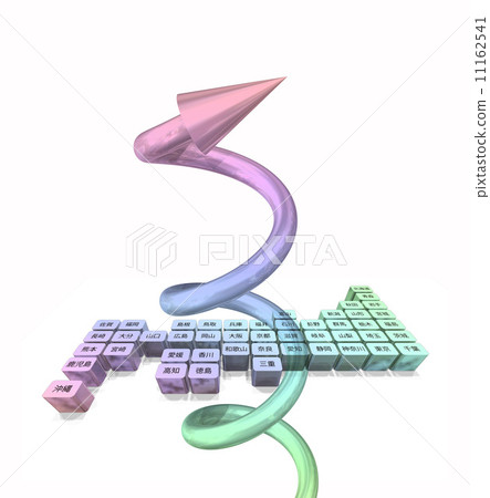 彩虹色的日本地圖和螺旋箭頭 11162541