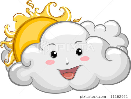 Happy Cloud Mascot with Sun 11162951
