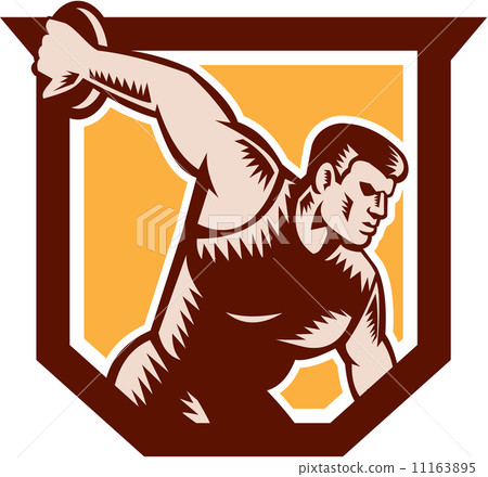 Discus Thrower Shield Woodcut - Stock Illustration [11163895] - PIXTA