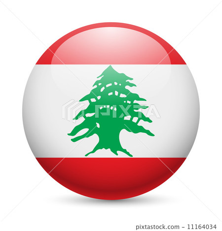 Round glossy icon of Lebanon 11164034