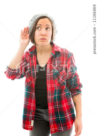 Young woman trying to listen 11166869