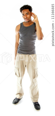 Attractive afro-american man posing in studio 11166885
