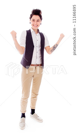 Young woman celebrating success 11166895