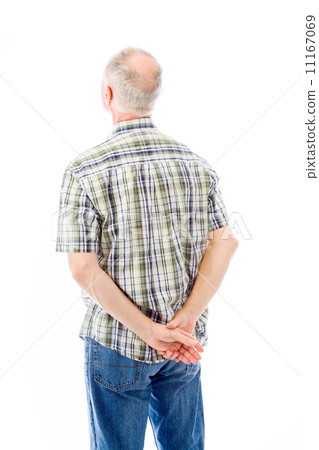 Rear view of a senior man thinking 11167069