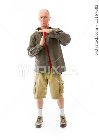 Senior man showing time out sign with hands Senior man showing time out sign with hands 11167082