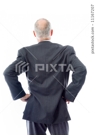 Rear view of a businessman standing with his arms akimbo 11167207