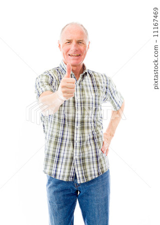 Senior man showing thumbs up gesture 11167469