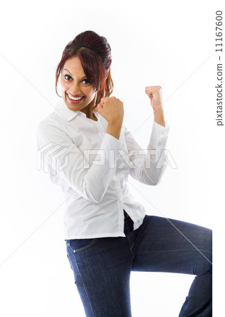 Indian young woman celebrating success 11167600
