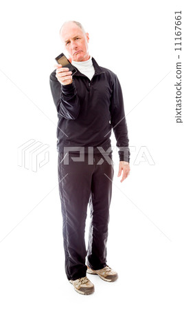 Senior man showing a smart phone Senior man showing a smart phone 11167661