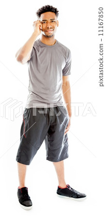 Attractive afro-american man posing in studio 11167850