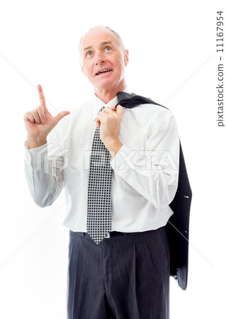 Businessman pointing up and day dreaming Businessman pointing up and day dreaming 11167954