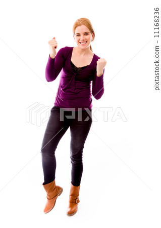 Young woman celebrating success 11168236