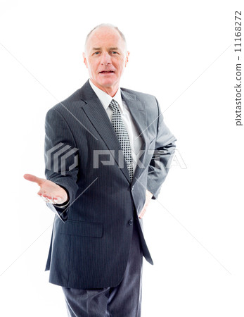 Businessman showing product with open hand palm 11168272
