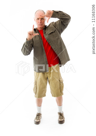 Senior man framing face with fingers Senior man framing face with fingers 11168306