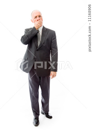 Businessman with hand over his mouth Businessman with hand over his mouth 11168906
