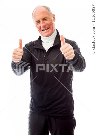 Senior man showing thumbs up gesture 11169057
