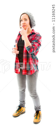 Young woman thinking with her hand on chin 11169245