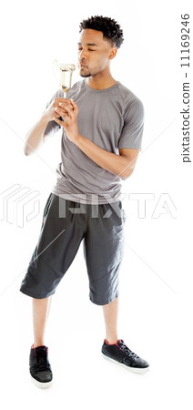 Attractive afro-american man posing in studio Attractive afro-american man posing in studio 11169246