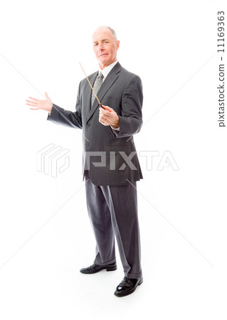 Businessman holding a conductor's baton 11169363