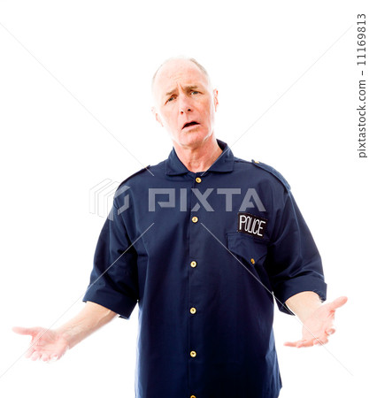 Policeman shrugging with raised hands Policeman shrugging with raised hands 11169813