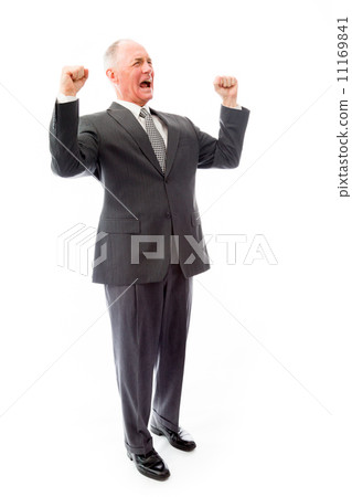 Businessman screaming in frustration isolated on white backgroun 11169841