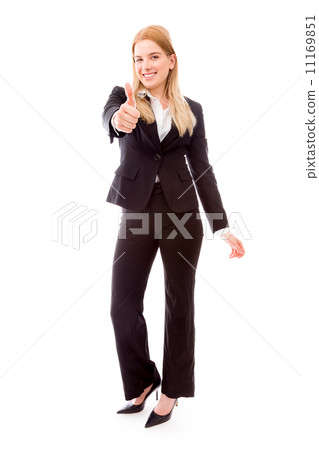 Businesswoman showing thumbs up gesture 11169851