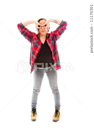 Young woman with her hands around her eyes 11170301