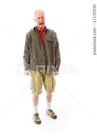 Senior man screaming in frustration isolated on white background 11170330