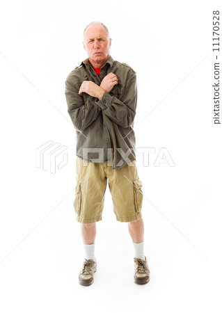 Senior man shivering in the cold isolated on white background Senior man shivering in the cold isolated on white background 11170528