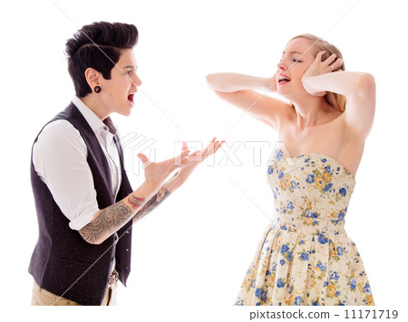 Lesbian couple fighting to each other 11171719