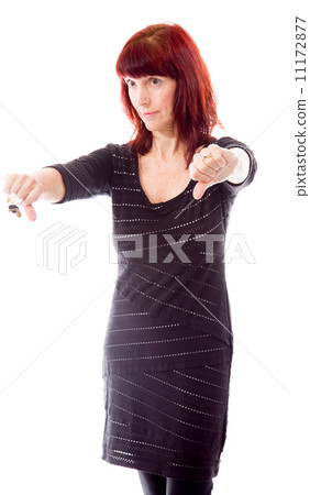Mature woman showing thumbs down sign from both hands 11172877