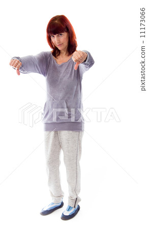 Mature woman showing thumbs down sign from both hands 11173066
