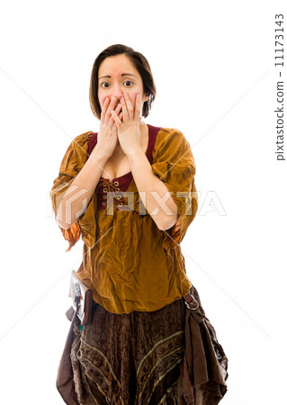 Young woman with hand over her mouth and shock Young woman with hand over her mouth and shock 11173143