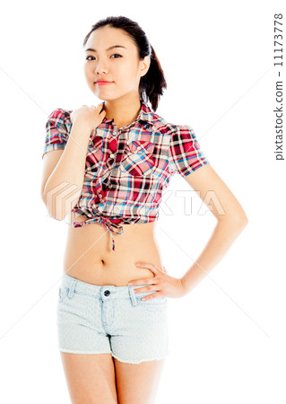Isolated on white sexy asian cowgirl proud Isolated on white sexy asian cowgirl proud 11173778