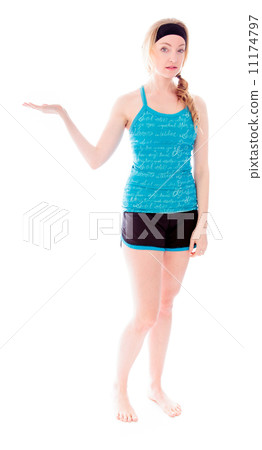 Young woman presenting something 11174797