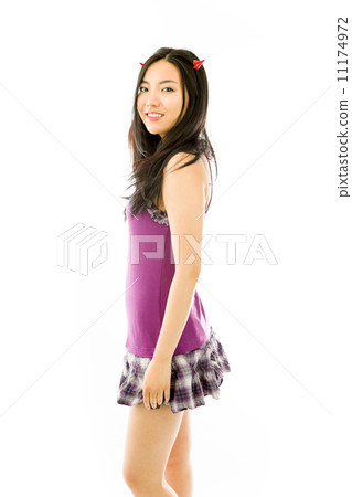 Asian young woman dressed up as a devil and smiling isolated on white background Asian young woman dressed up as a devil and smiling isolated on white background 11174972