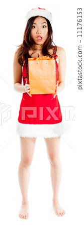Sexy asian santa claus astonished by gift Sexy asian santa claus astonished by gift 11176153