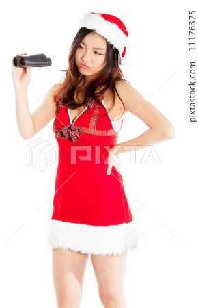 Sexy asian santa claus disapointed with binoculars 11176375