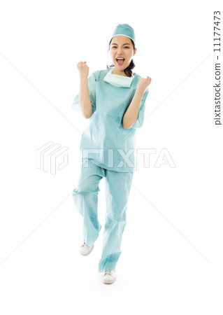 Asian female surgeon celebrating success 11177473