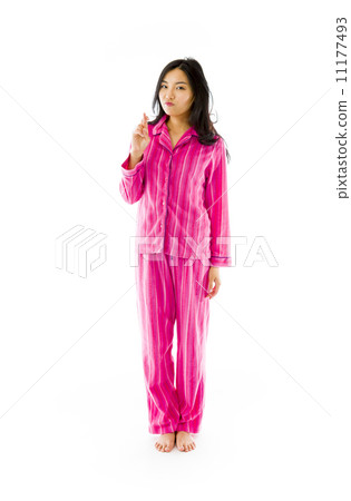 Young Asian woman standing with finger crossed 11177493