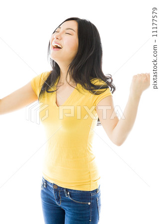Young Asian woman celebrating success 11177579