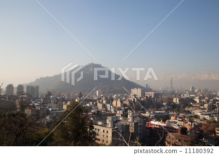 City view and San Cristobal Hill in the background, Santiago, Ch 11180392