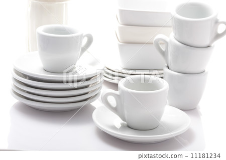 espresso cups and saucers isolated on a white background 11181234