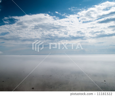 Fog over river, Quebec, Canada 11181322
