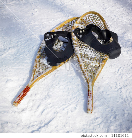 Snowshoes in snow, Orangeville, Dufferin County, Ontario, Canada 11181611