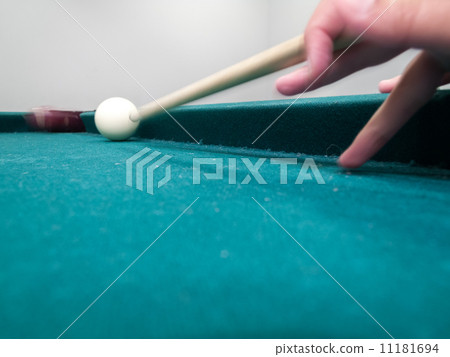 Close up shot of snooker player after finishing shot 11181694