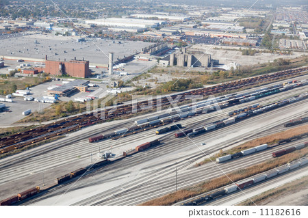 Aerial view of a shunting yard, Alberta, Canada 11182616