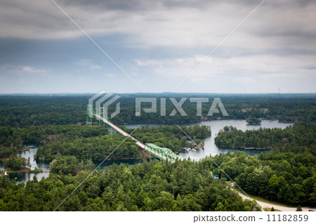 Suspension bridge across a river, Thousand Islands Bridge, Saint 11182859