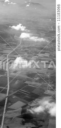 Aerial view of agricultural landscape, Mexico City, Mexico 11183066